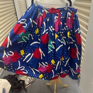 Vintage Blue Abstract A-Line Skirt